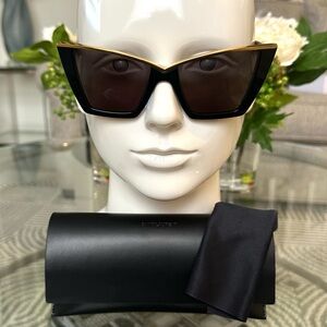 NEW! Saint Laurent Cat-Eye Sunglasses 54mm W Gold Accent